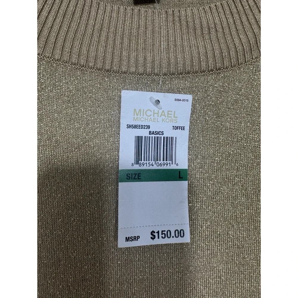MK Michael Kors Dress L Sweater Womens Dressy Gold Designer Luxury New