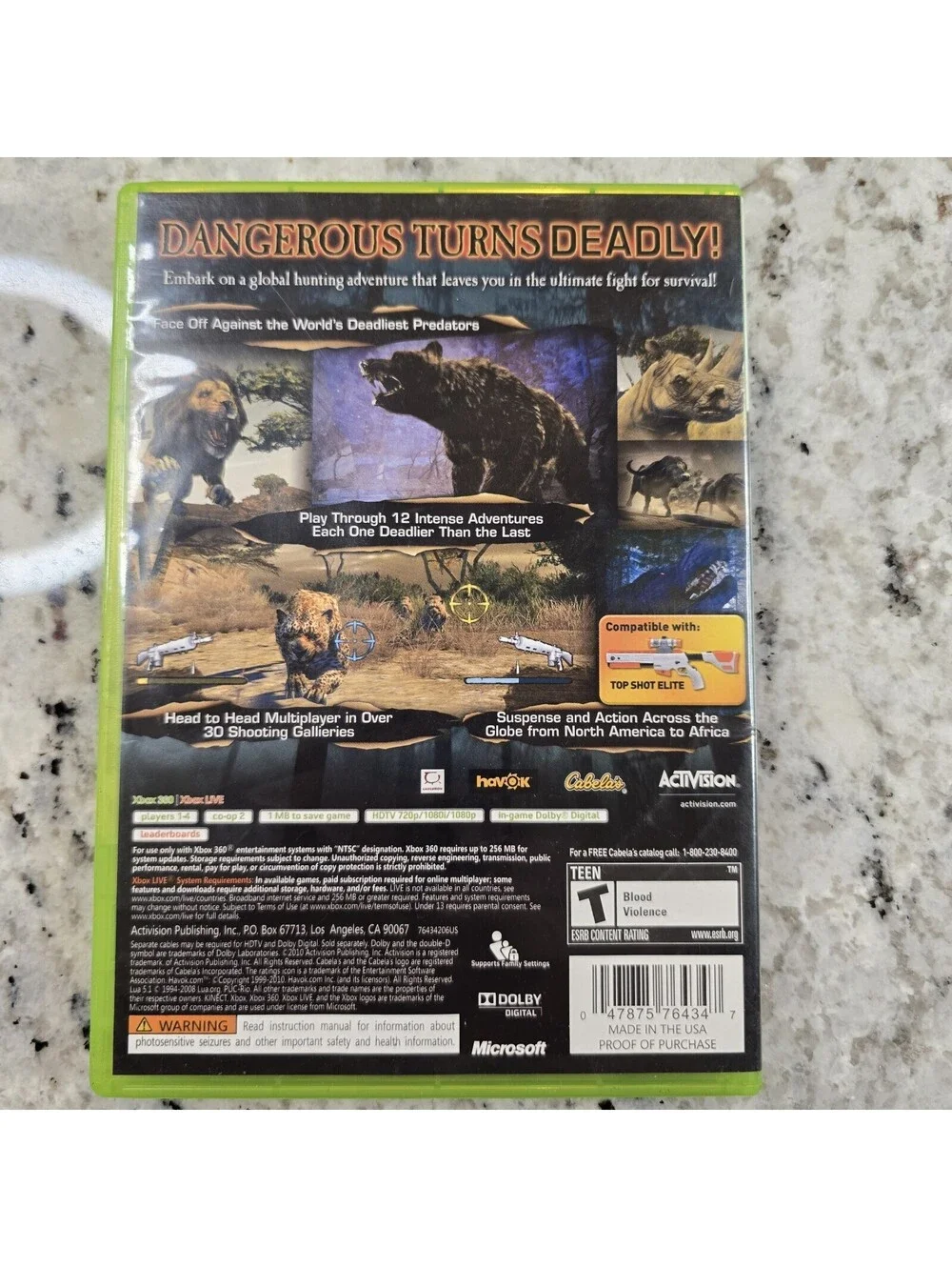 Cabela's Dangerous Hunts 2011 Xbox 360 Complete in W/manual