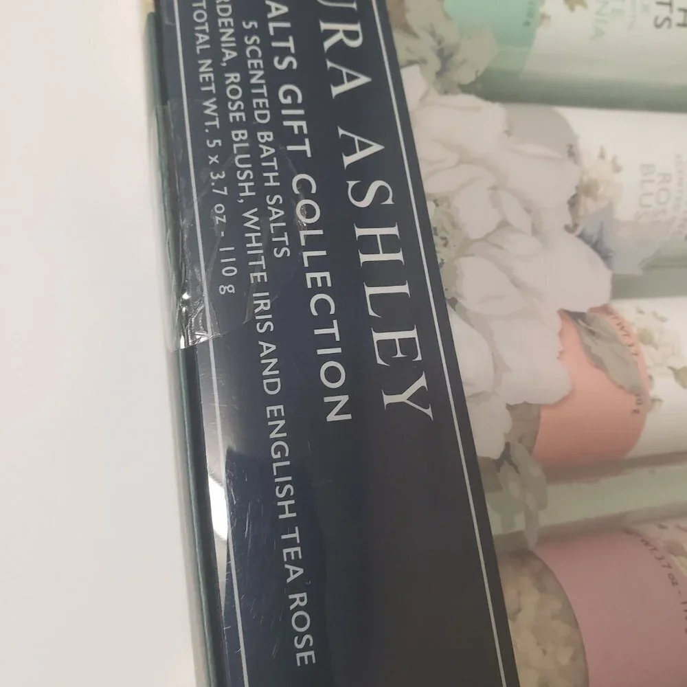 Laura Ashley Bath Salts Gift Collection Five Bottles of Salts Variety