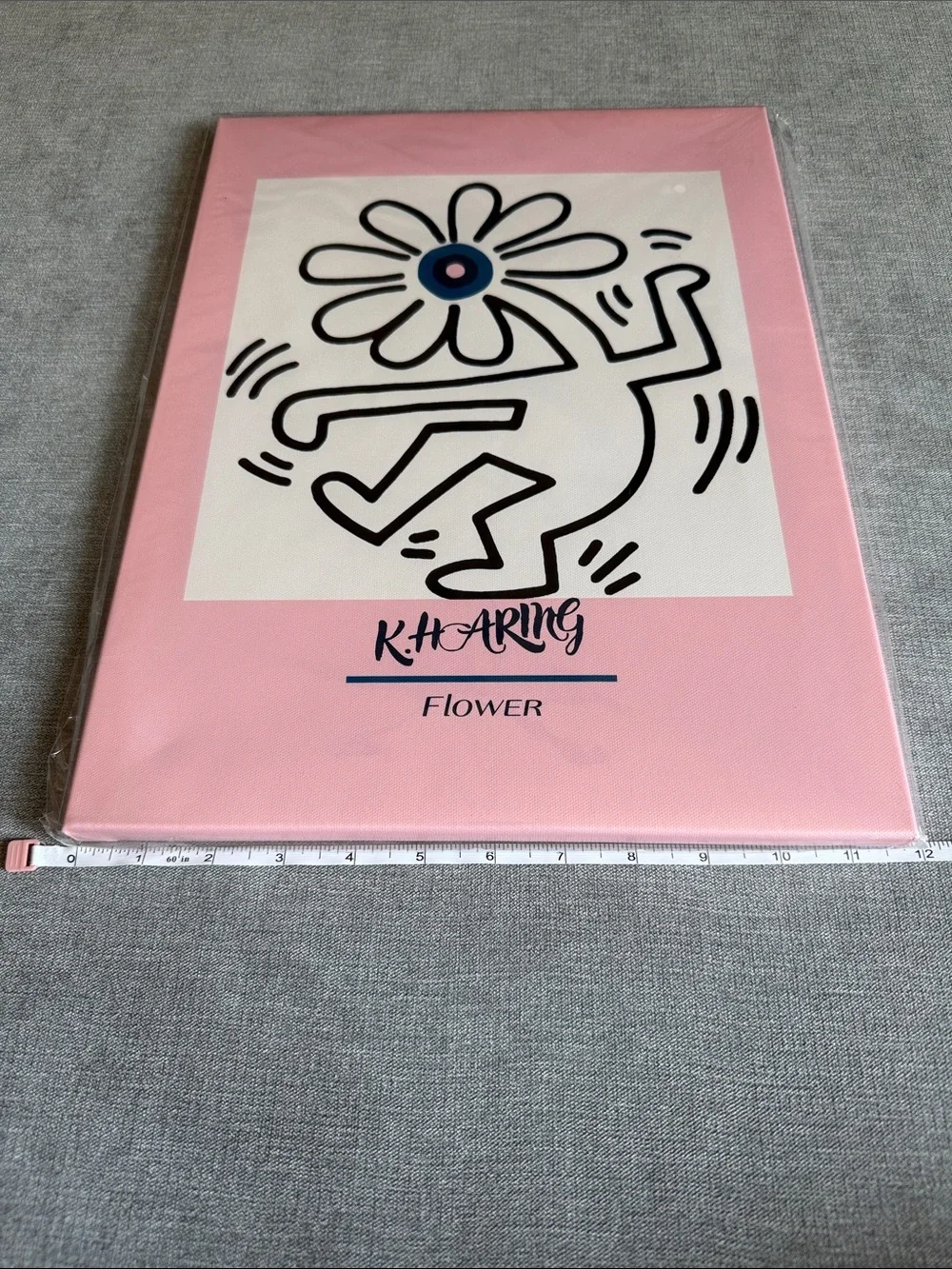 Keith Haring Flower Art Print Pink Canvas