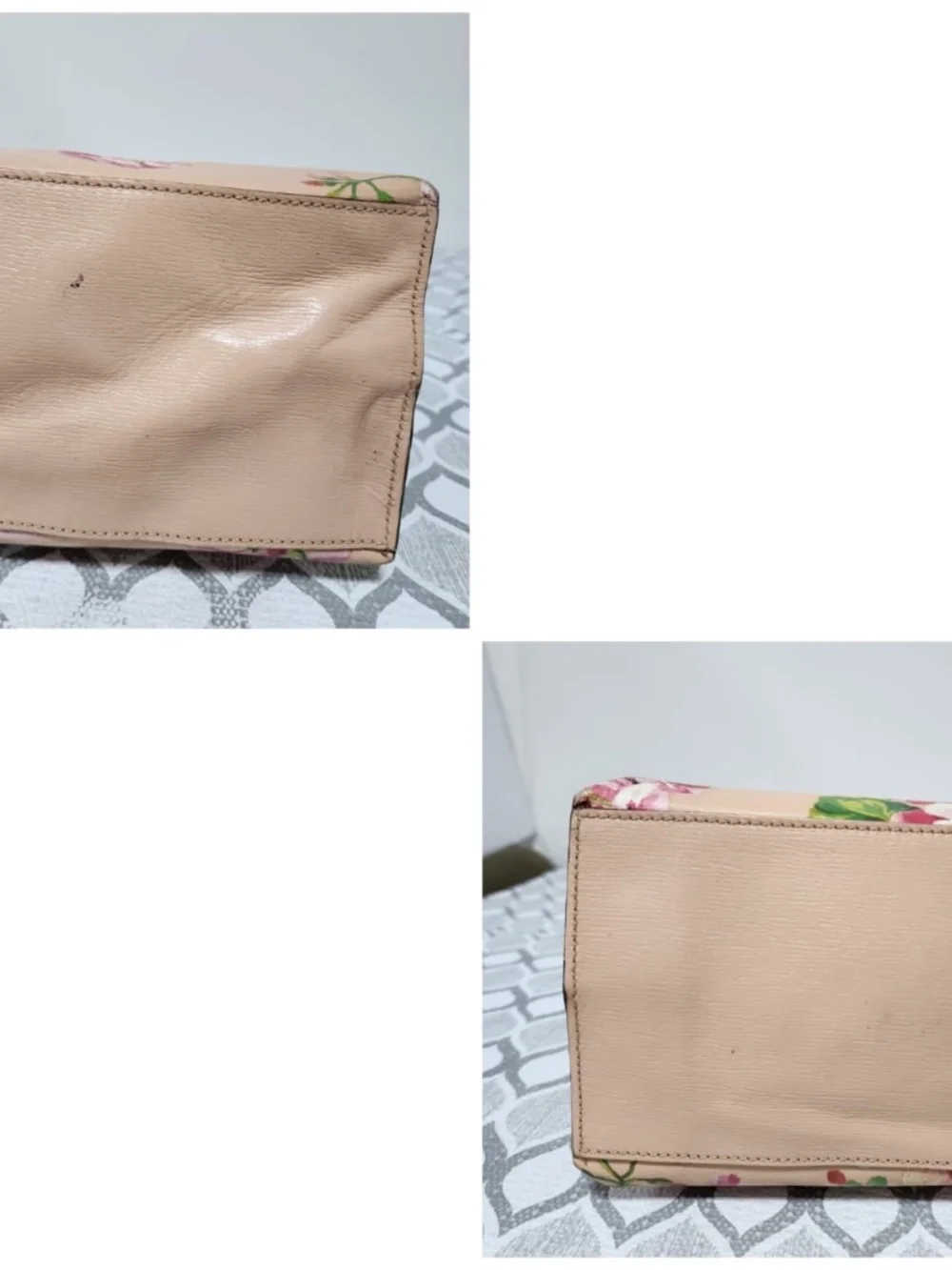 Authentic GUCCI Shangai Calfskin Blooms Print Small Bamboo Daily Top Handle Bag
