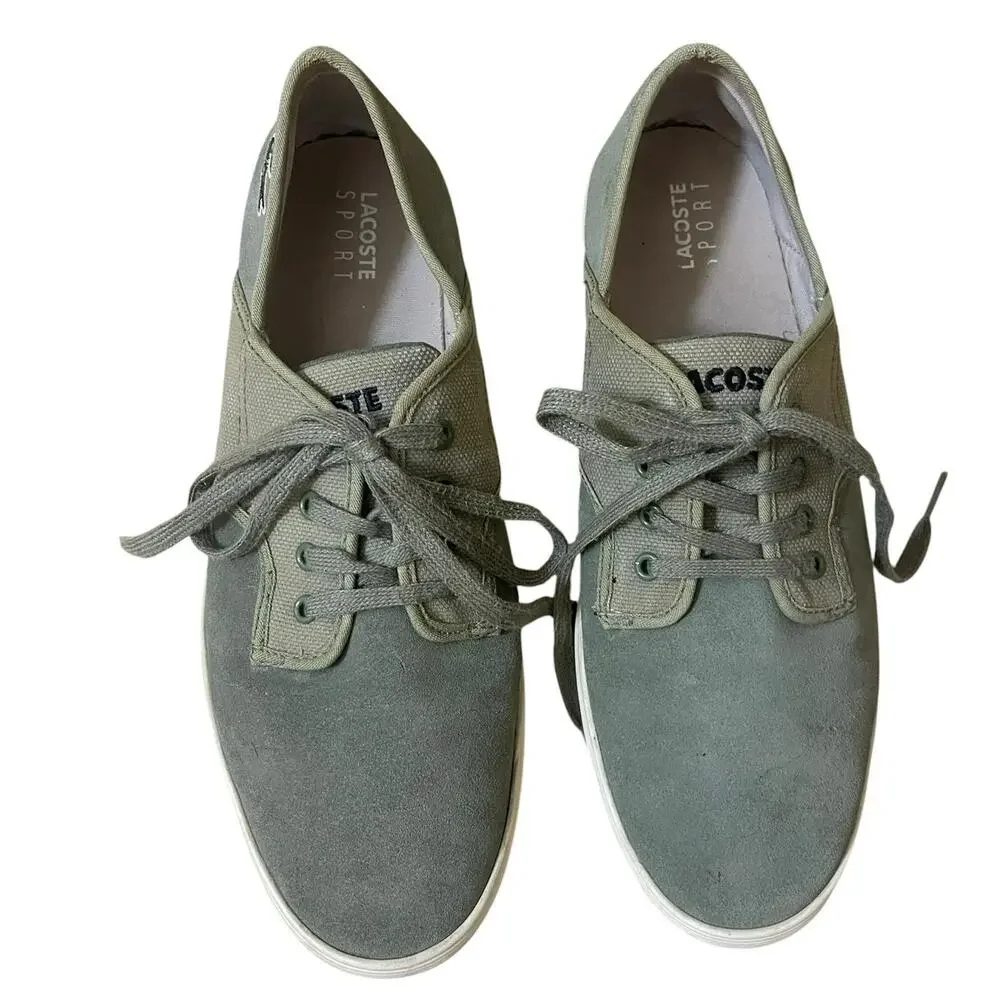 Lacoste Andover CIW Sneakers Men US 9.5 Sage Green Suede Canvas Preppy Old Money