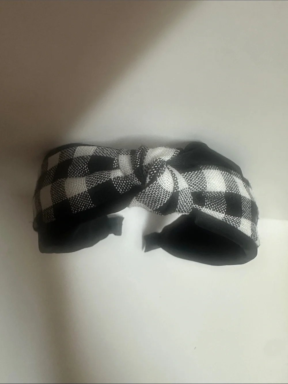 Black & White Plaid Knot Headband