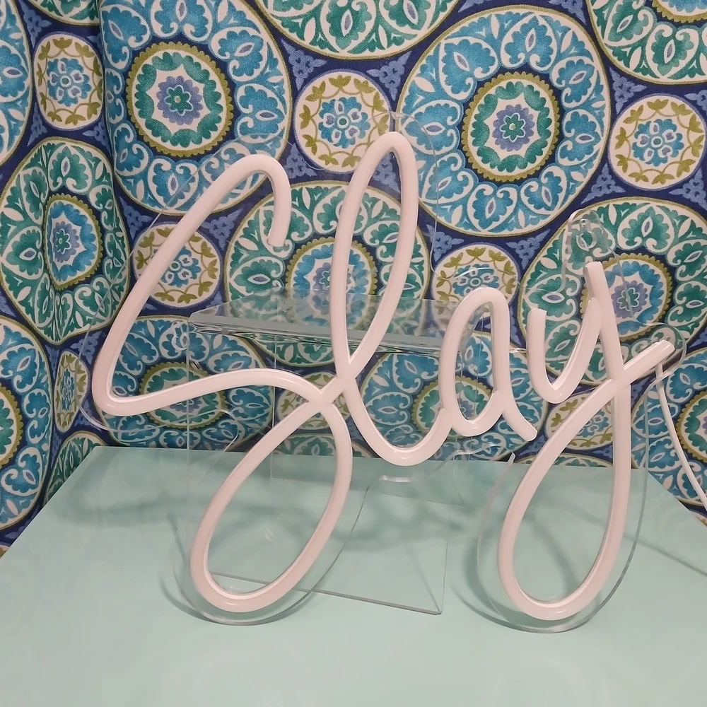Pink/Purple Neon 'Slay' Sign LED Light Wall Decor Bedroom Dorm Party Aesthetic