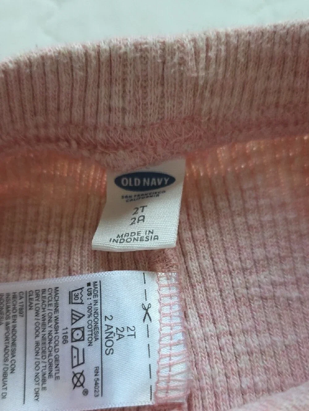 Old Navy Pale Pink Ribbed Knit Toddler Leggings