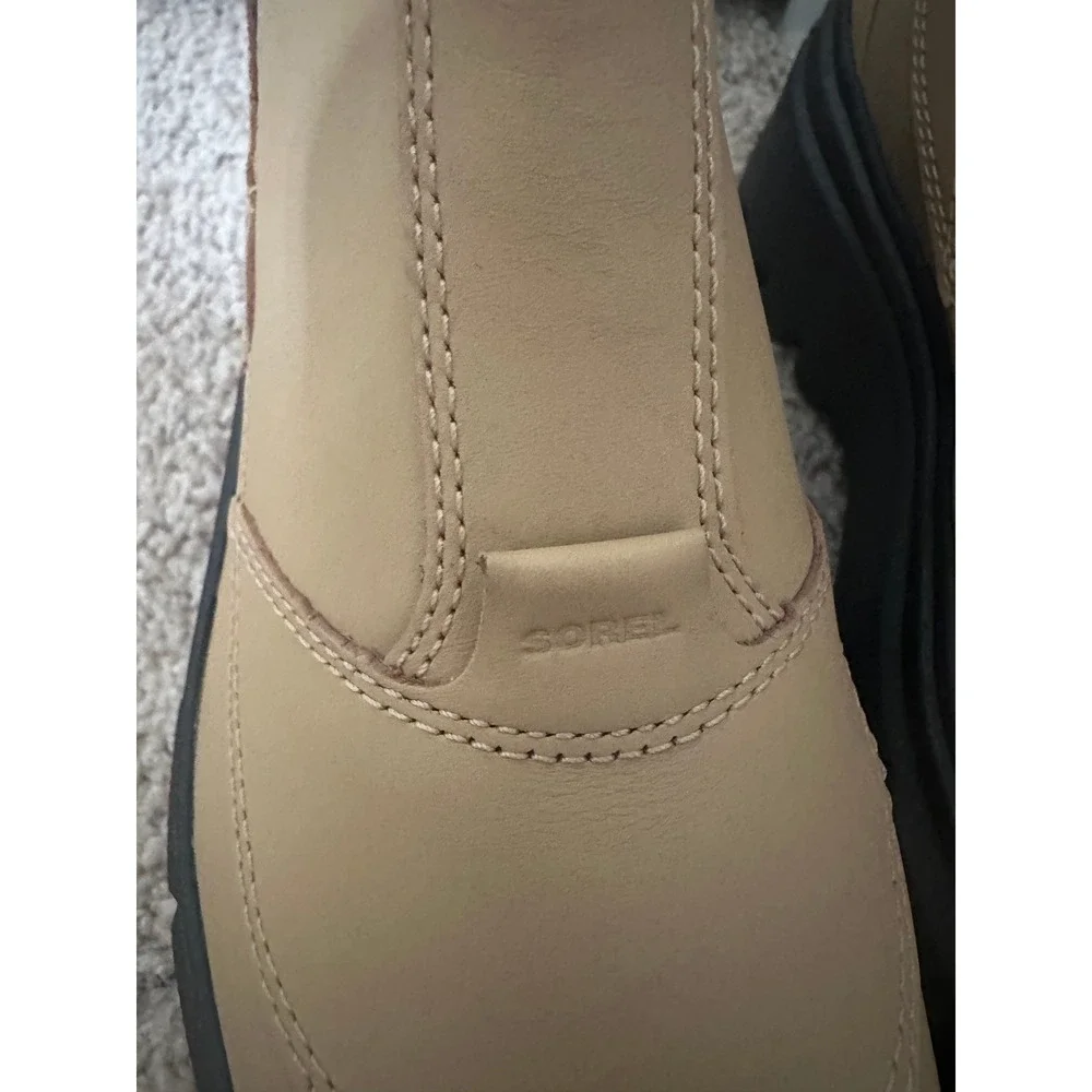 Sorel Brex Boot Chelsea Tan Black Leather Waterproof Lug Sole Ankle Boots NL5014