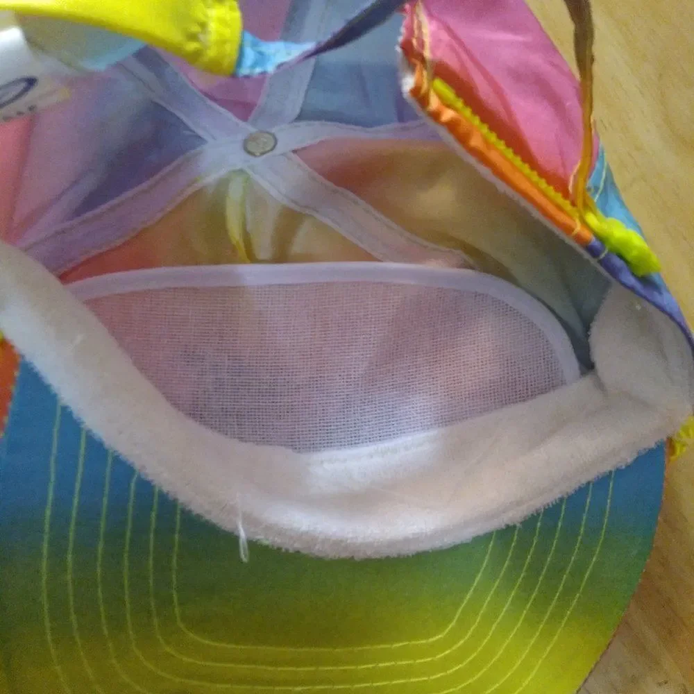 Vintage Goofy's Muffler Customs Neon Rainbow Rope Slider Back Hat