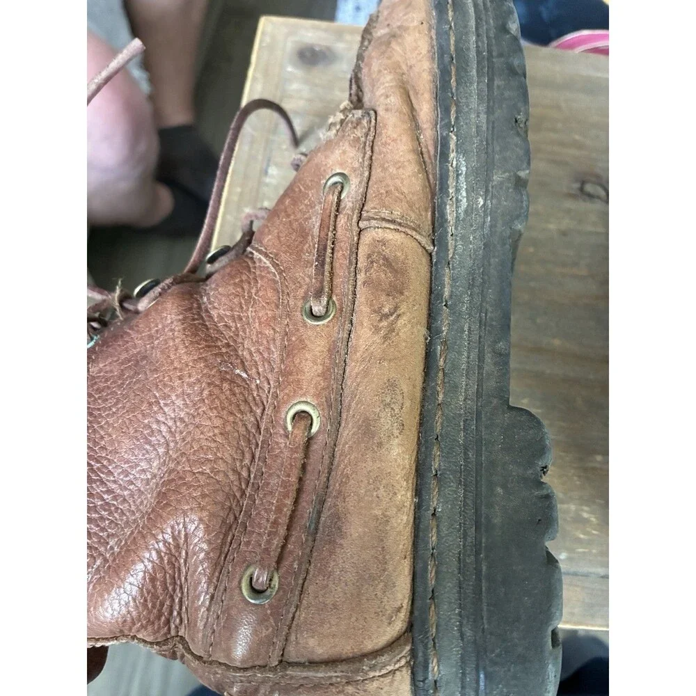 Justin Womens 6.5 Brown Leather Lace Up Moc Toe Boots Lug Sole Casual Work