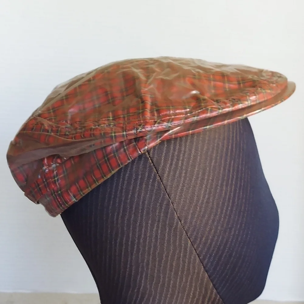Vtg Red Plaid Cort Rain Cap by Cort Exclusive to J.L.‎ Hudson Adjustable Strap