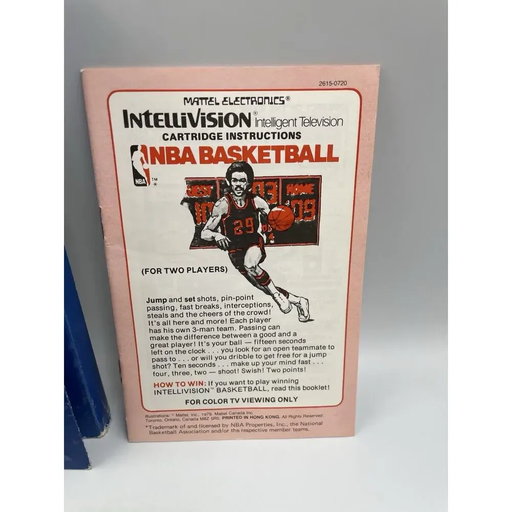 NBA Basketball Intellivision Complete In Box W/ Inlays & Manual 1979 Sports Game