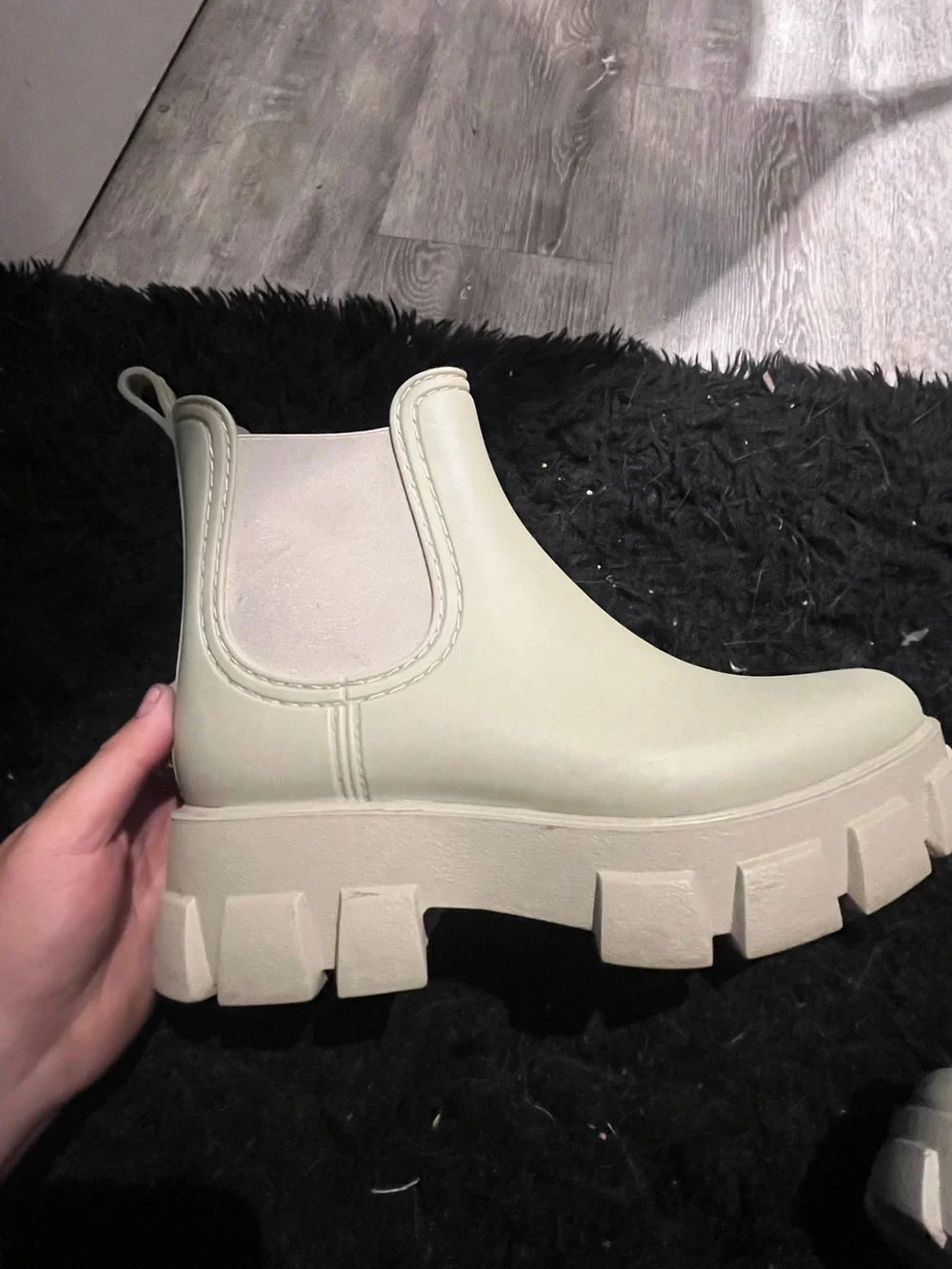 Jeffrey Campbell Chunky Chelsea Ankle Boots in Light Beige