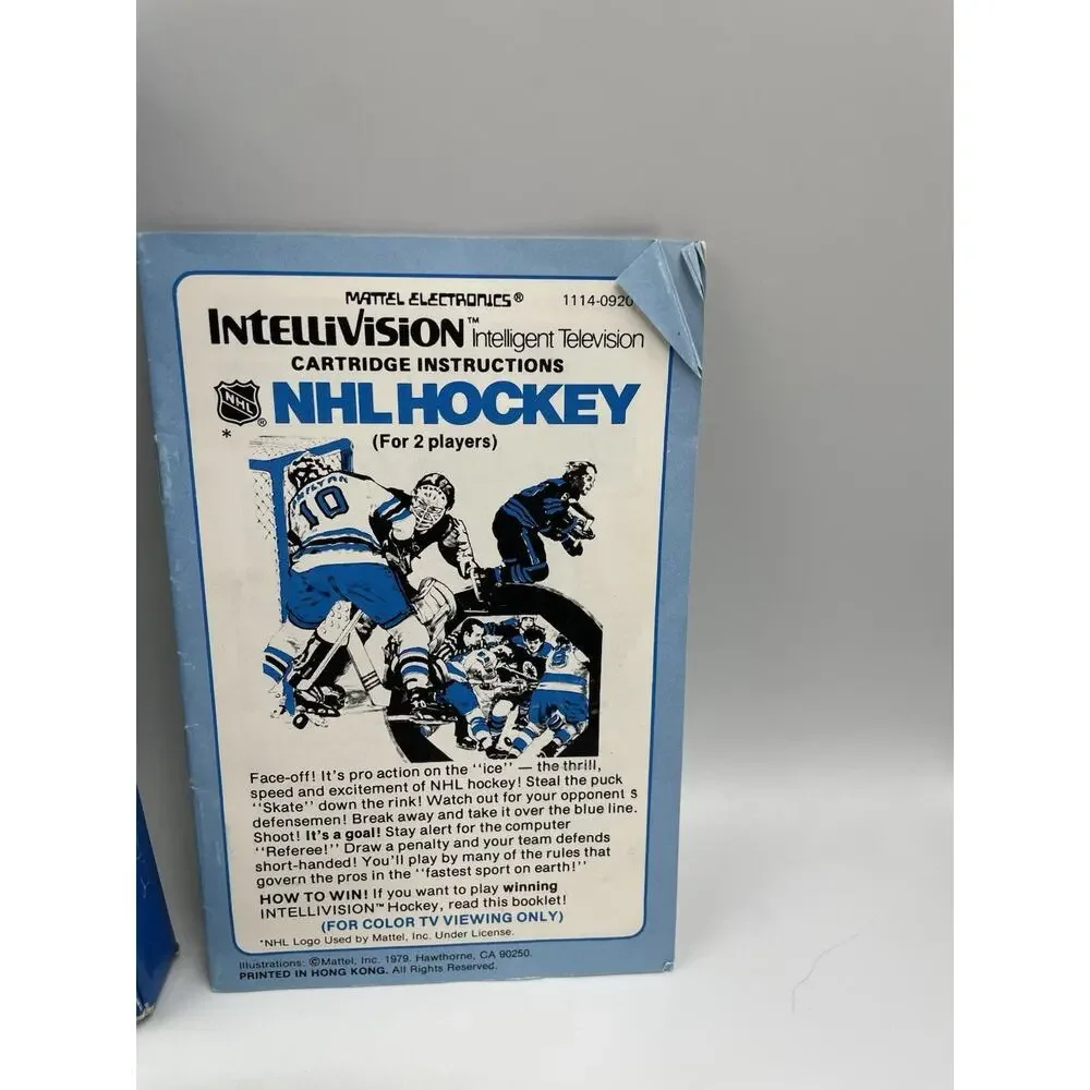 NHL Hockey 1979 Intellivision Complete In Box Game Manual Overlay Box