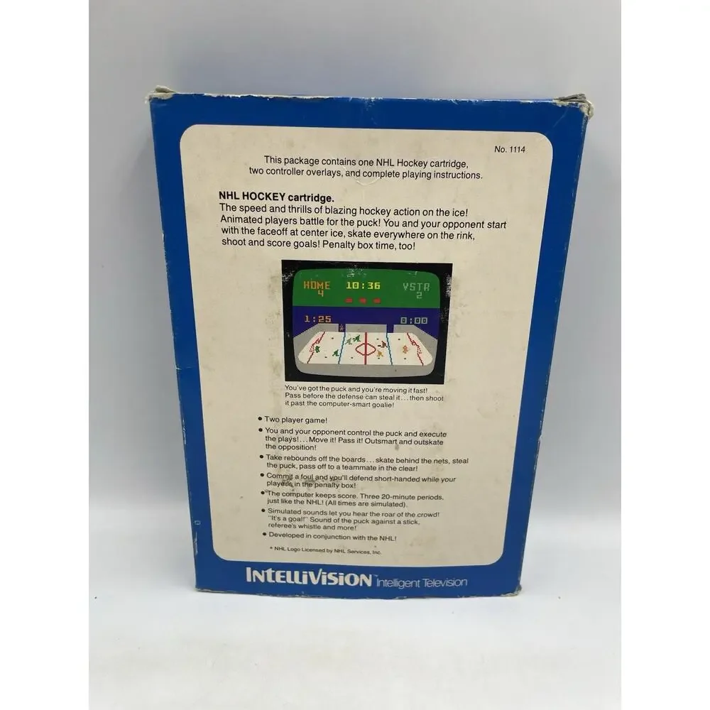 NHL Hockey 1979 Intellivision Complete In Box Game Manual Overlay Box