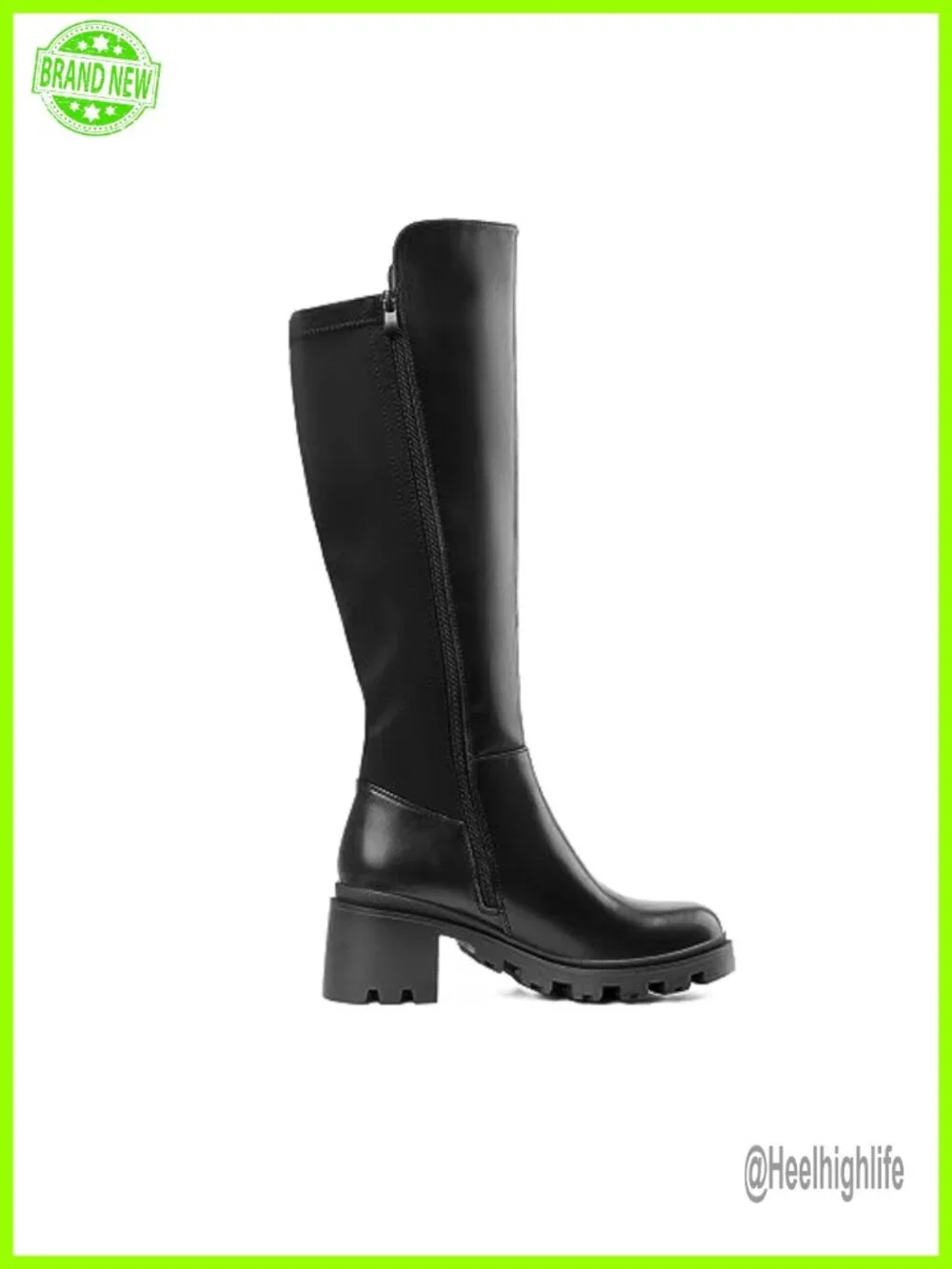 Knee High Boots, Chunky Platform, Round Toe Stretch Boots for Women