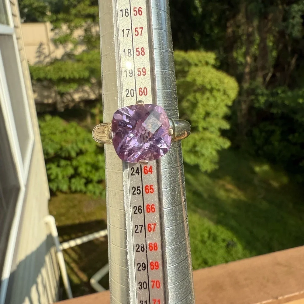 925 sterling silver Cushion Cut Amethyst ring