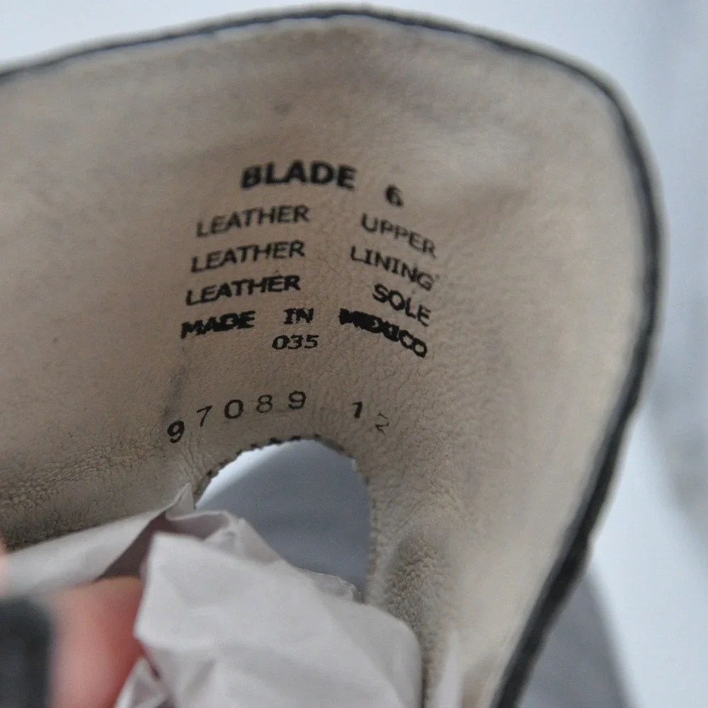 Freebird‎ Blade Booties 6 Black Excellent Croc Embossed Leather Cutout Harness