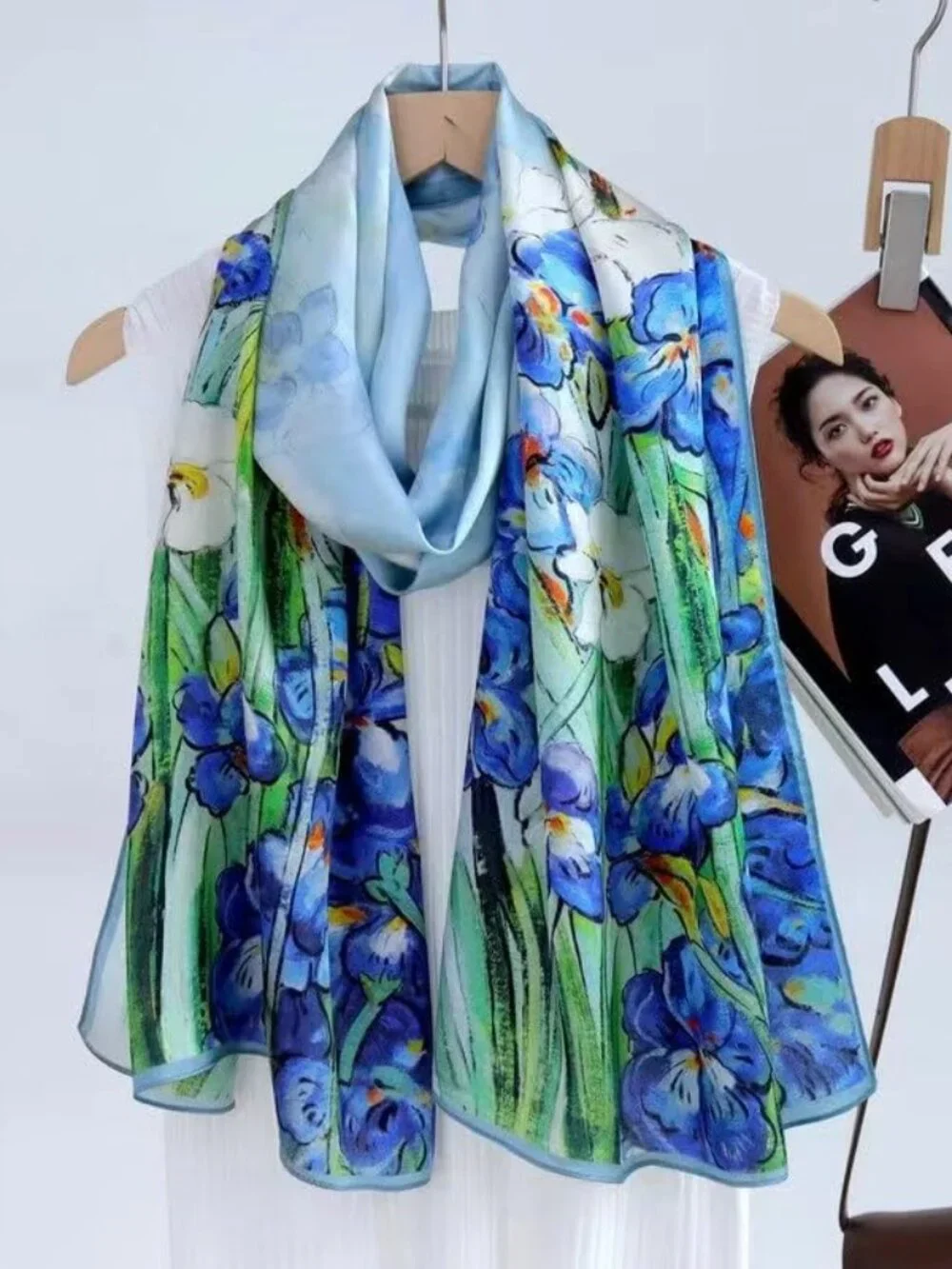 100% Silk Long Scarf - Large Oblong Shawl with Gift Packed