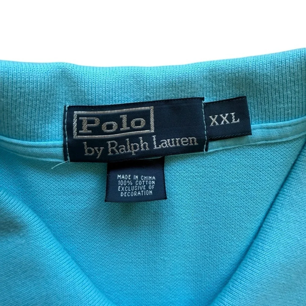 Polo Ralph Lauren Polo Shirt Men's 2XL Turquoise Blue Pink Pony Logo Mesh Pique