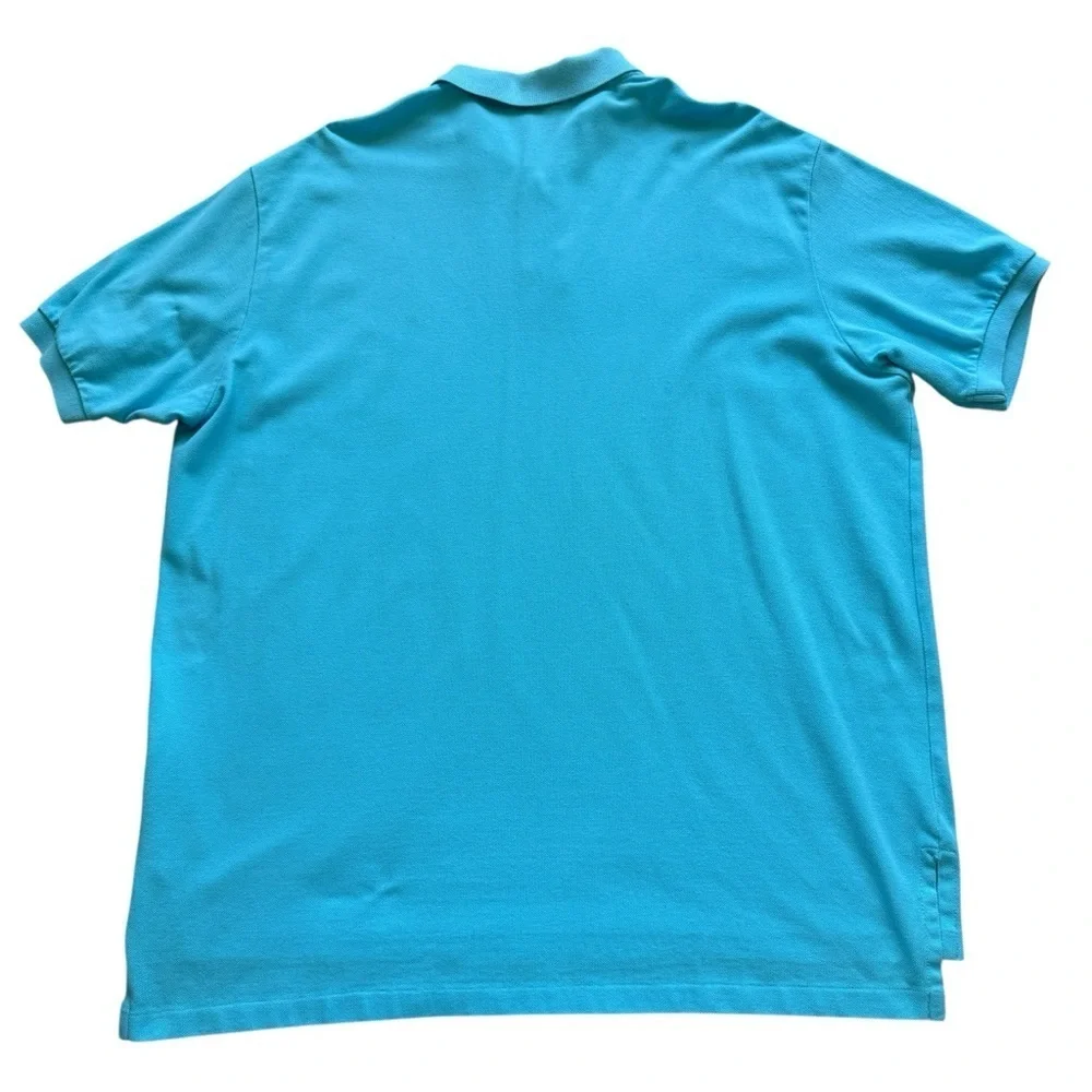 Polo Ralph Lauren Polo Shirt Men's 2XL Turquoise Blue Pink Pony Logo Mesh Pique