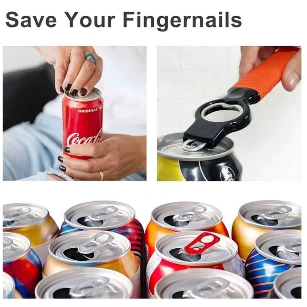 Soda Can Opener and Beer Bottle Opener Long Silicone Handle