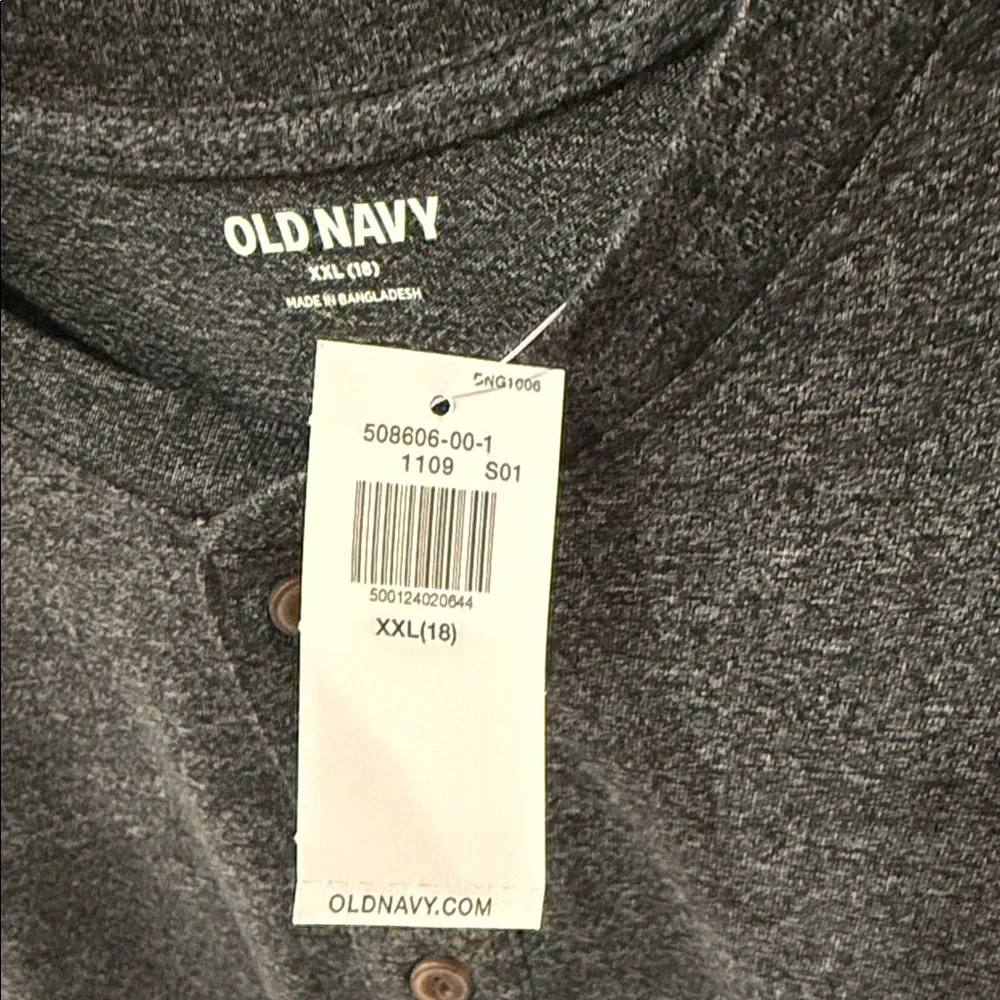Old Navy Boy’s Charcoal Henley Shirt NWT