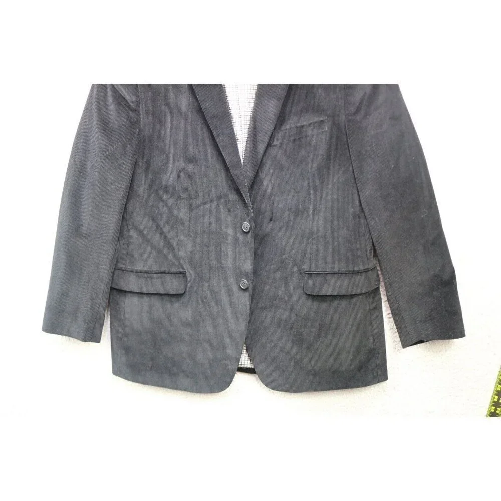 Saddlebred Men's Black Corduroy Blazer-Size 44R-Nice-Two Button-Business