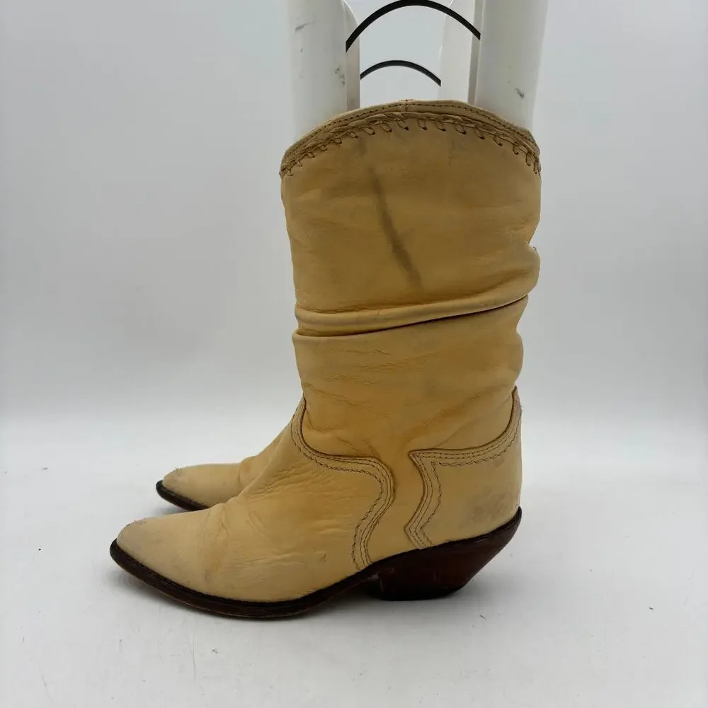 Vintage Zodiac USA Slouchy Leather Boots Women's 6.5 Cowboy Western Boho