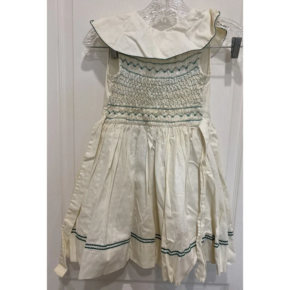 Vtg polly Finders smocked  Girls Party Dress Sz 7  Cottage Prairie + slip READ