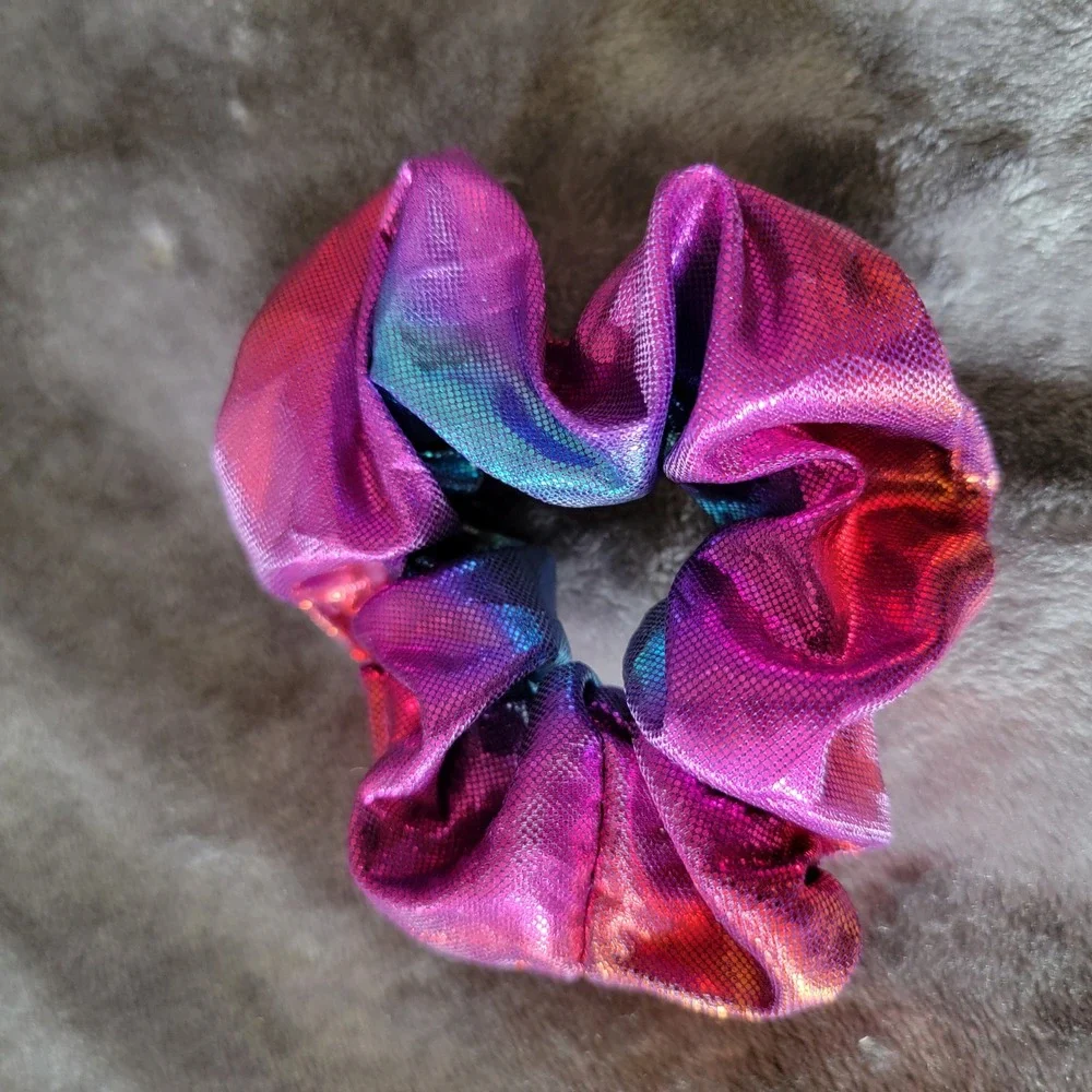 Unbranded Hair Scrunchie Womens OS Iridescent Excellent Metallic Holographic