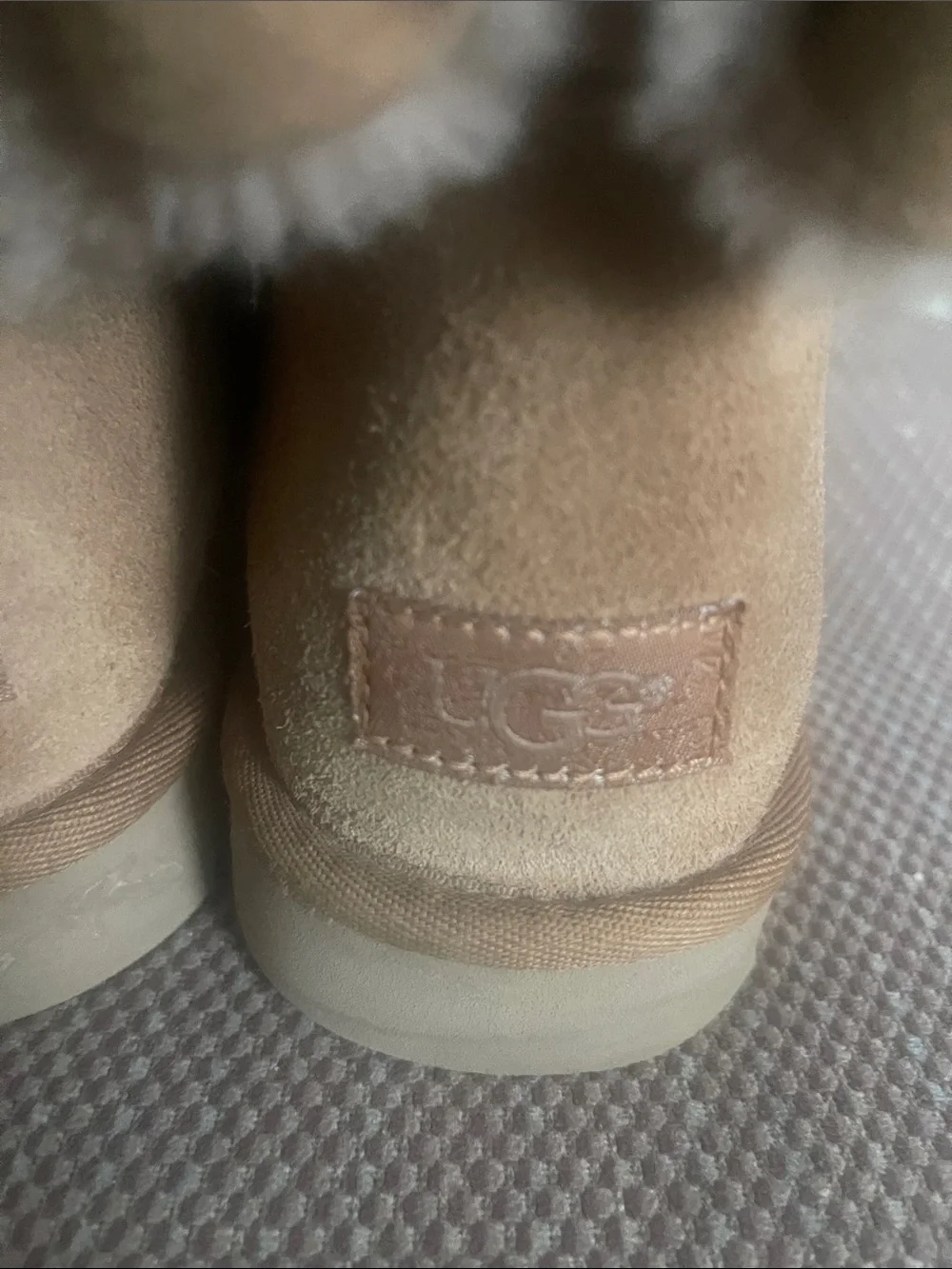 UGG Kids Tan Shearling Cuff Booties