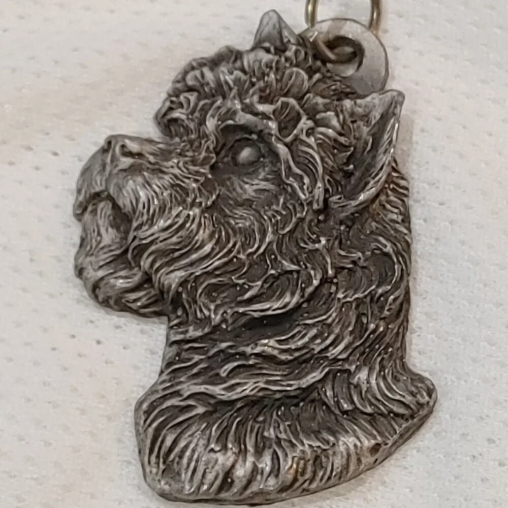 Vintage 2003 Fine Pewter Cairn Terrier Dog Keyring Charm by P. Davis (KRM)