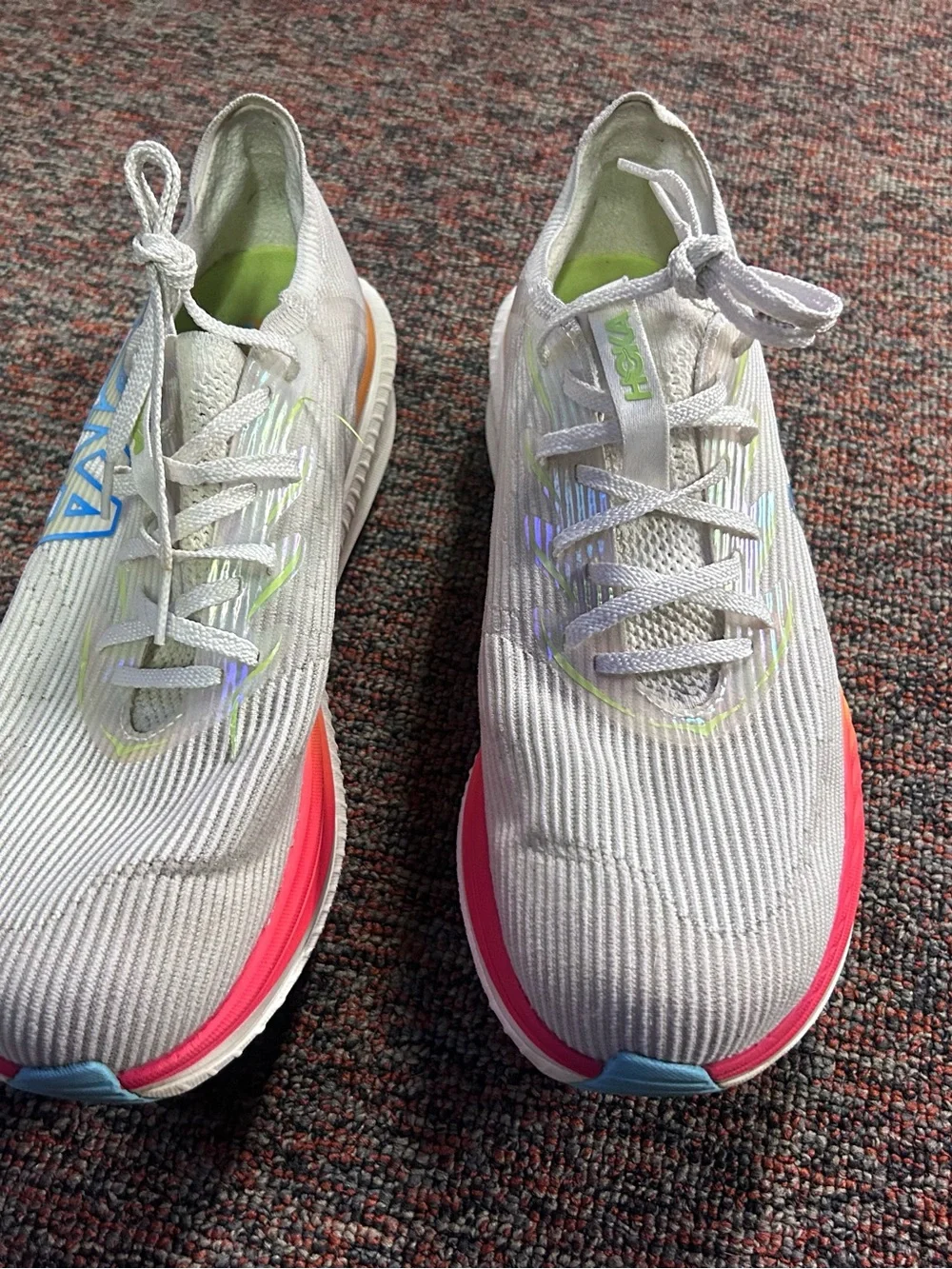 Hoka One One Cielo X1 Womens Size 13, Mens 12, White Blue Running Shoes Sneakers