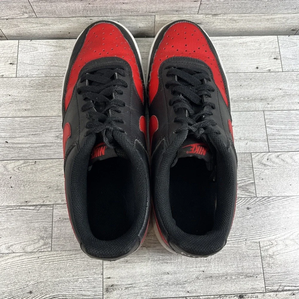 Nike Court Vision Low FJ0685-010 Black Red Athletic Shoes Men Size‎ 9.5