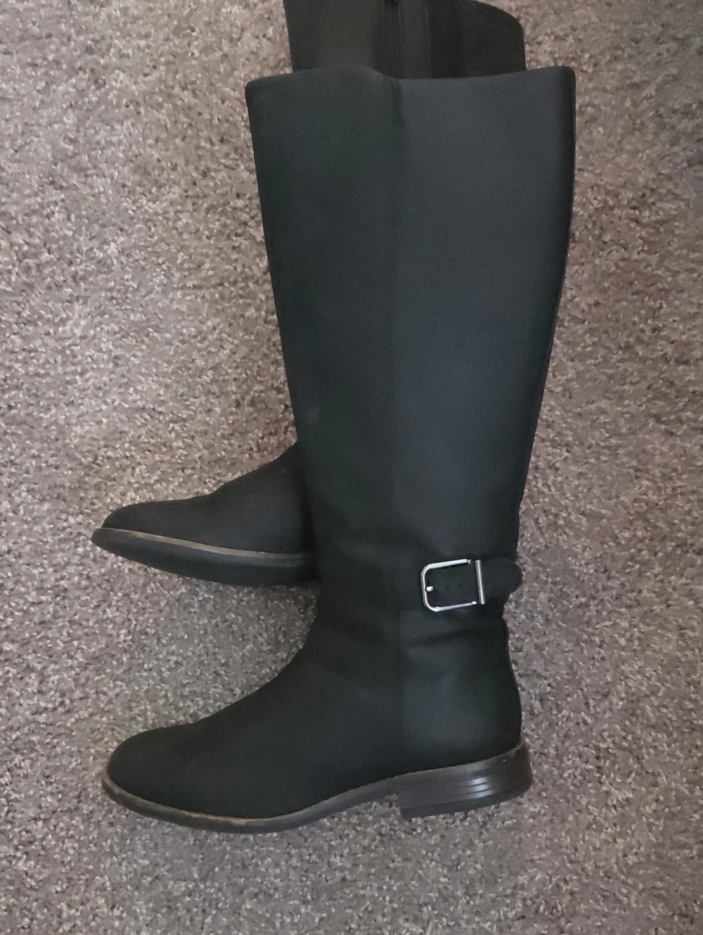 Clarks Black Knee-High Buckle Riding Boots - Women