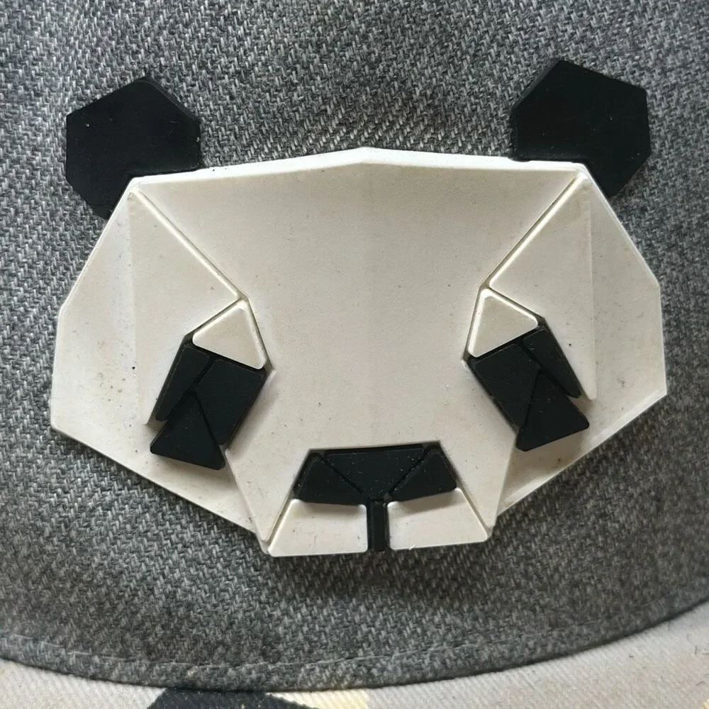 Mens Womens Paper Folding Origami Baseball Cap Snapback Hats Panda Gray size Med