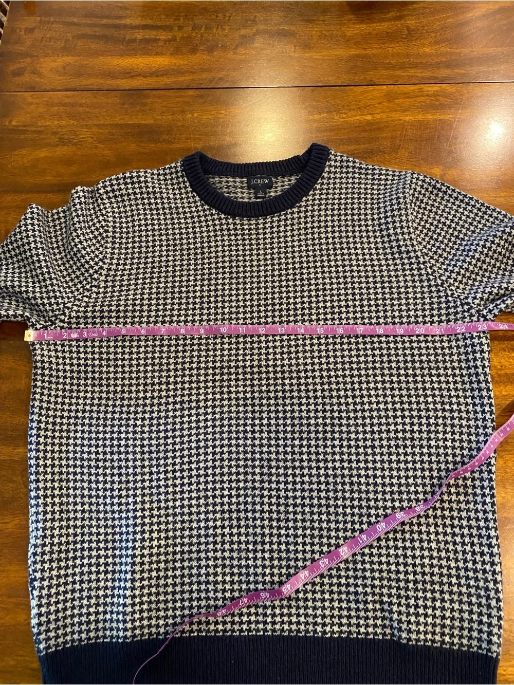 J. Crew crewneck houndstooth sweater men’s large pullover lambswool preppy