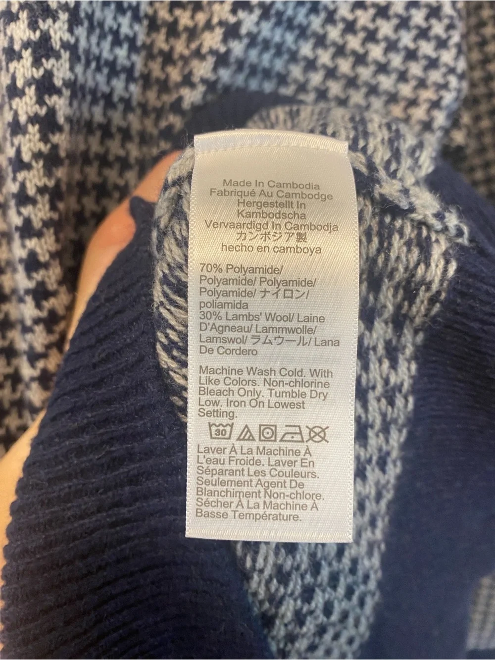 J. Crew crewneck houndstooth sweater men’s large pullover lambswool preppy