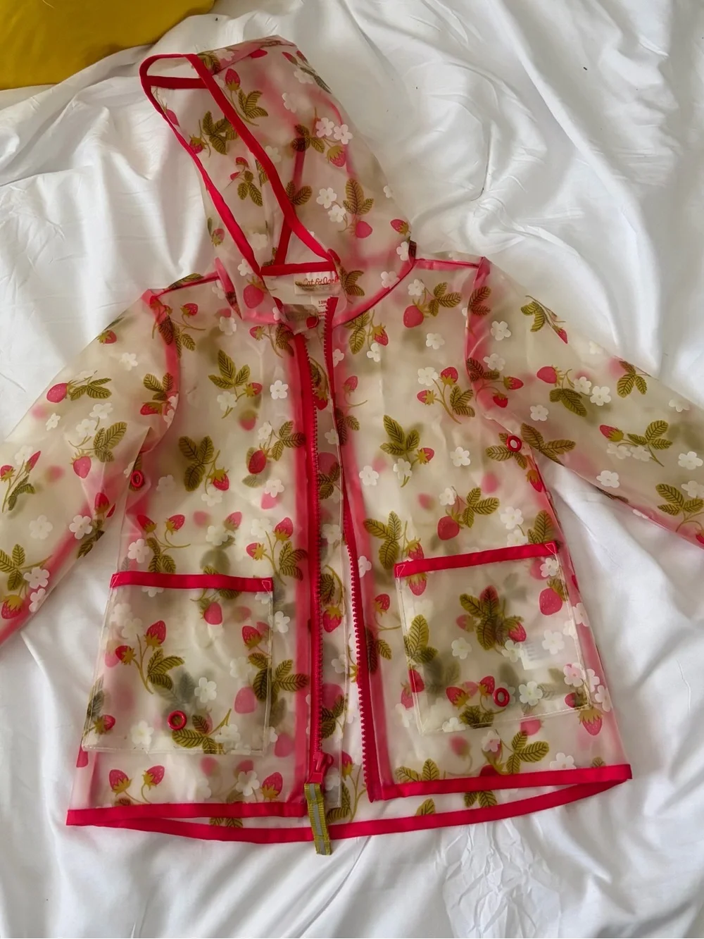 Cat & Jack Clear Raincoat with Pink Strawberry Print