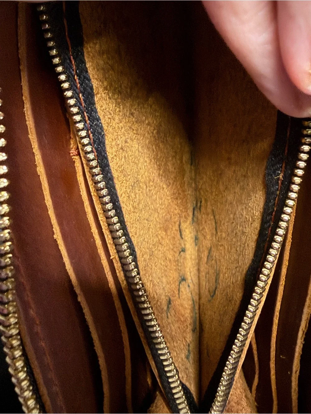 EUC! Portland Leather Goods Accordion Zip Wallet Cognac Brown Genuine Leather