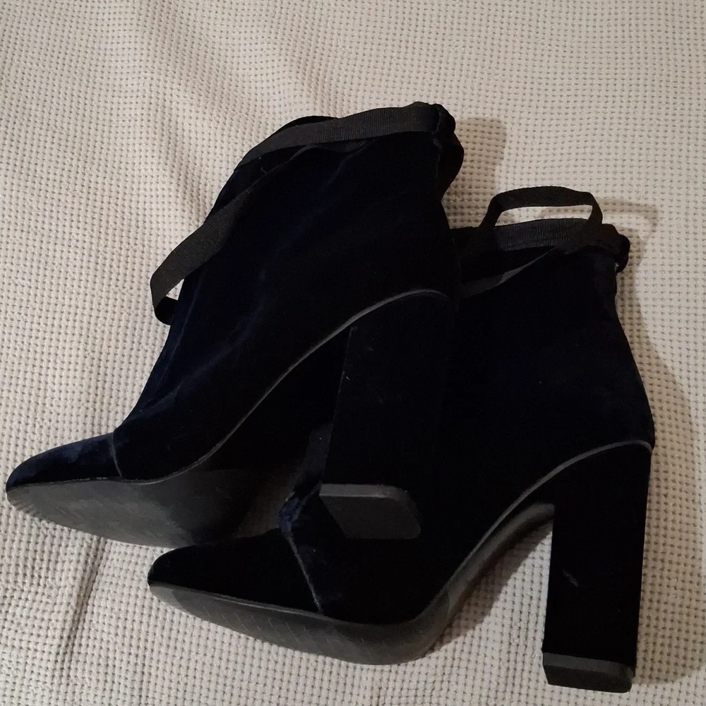 Zara chunky velvet booties