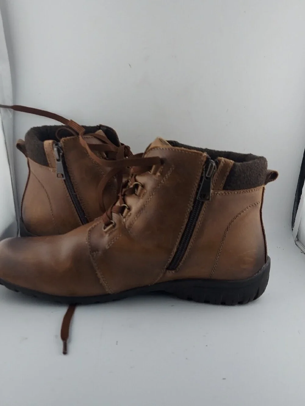Propet Brown Lace-Up Leather Hiking  Ankle Boots Size 9.5