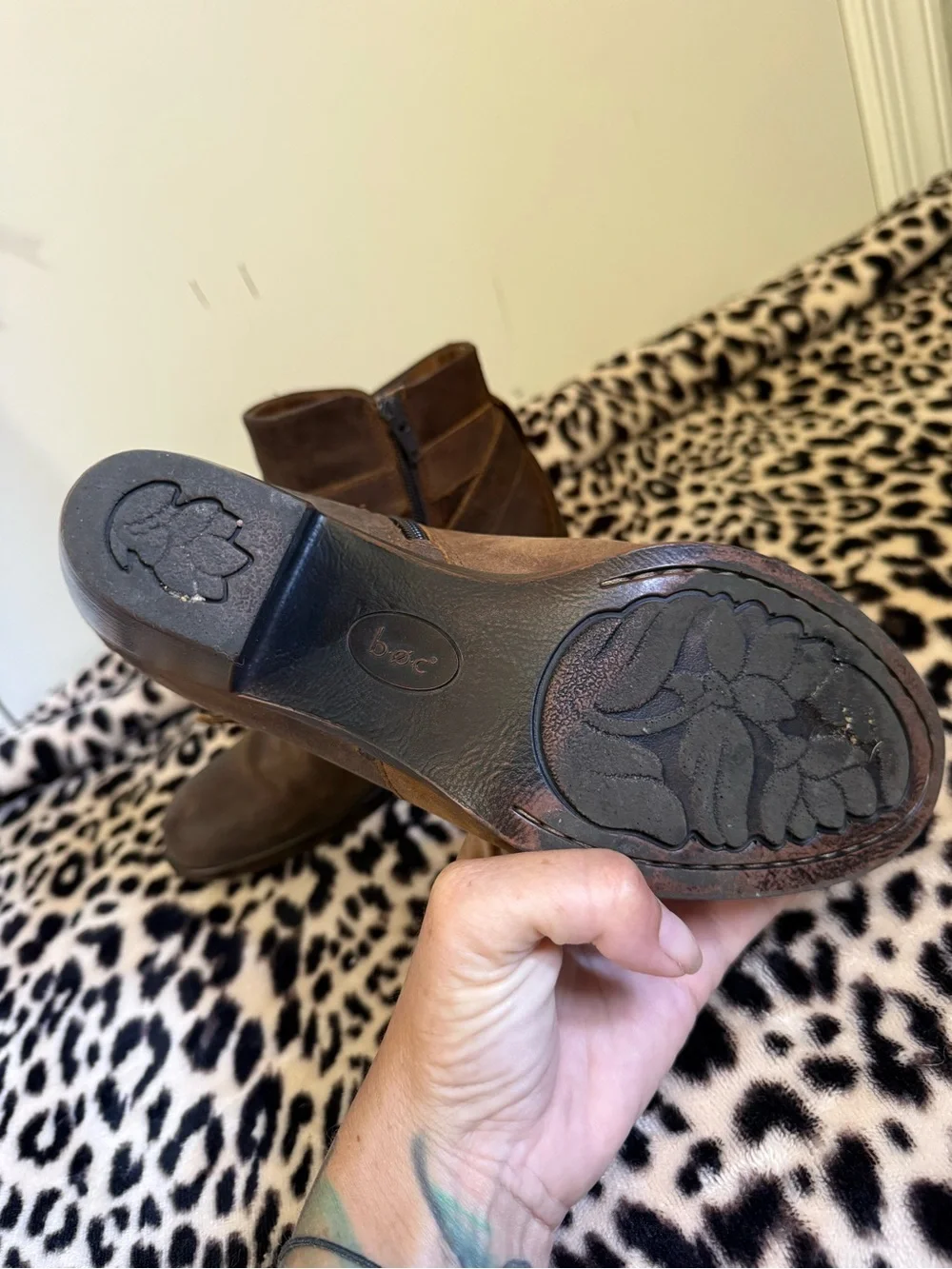 Women's Brown Leather Ankle Boots with Buckle Detail