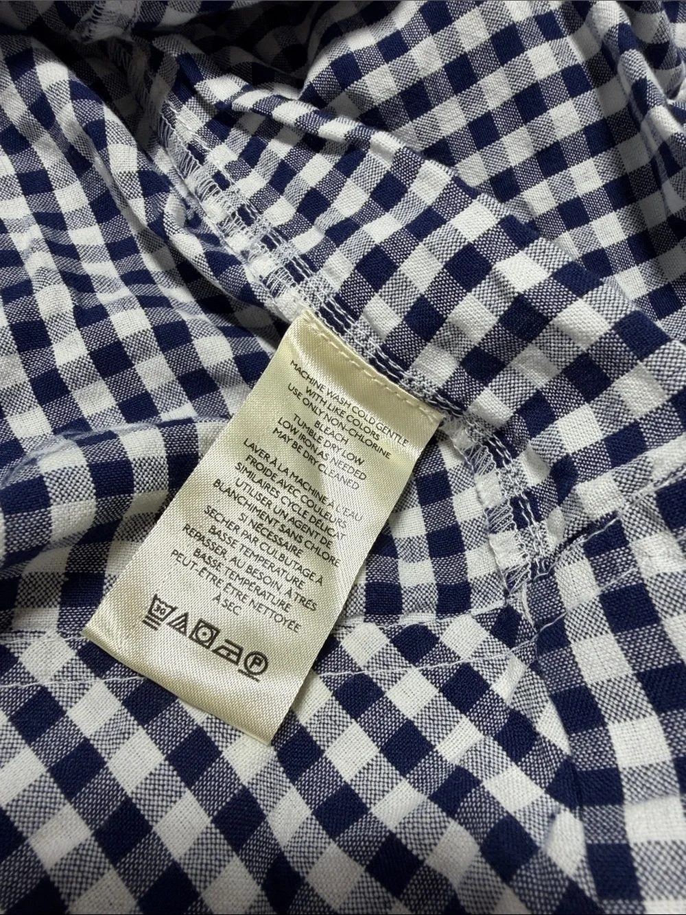 Farley Gingham Split V-Neck Short Sleeve Tunic - S