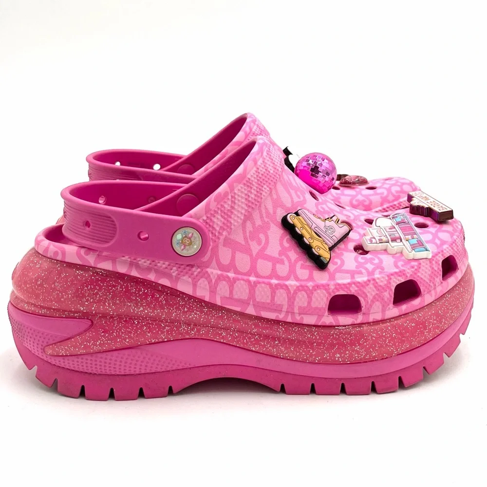 Barbie The Movie Mega Crush Clog Hot Pink Platform Crocs with Jibbitz