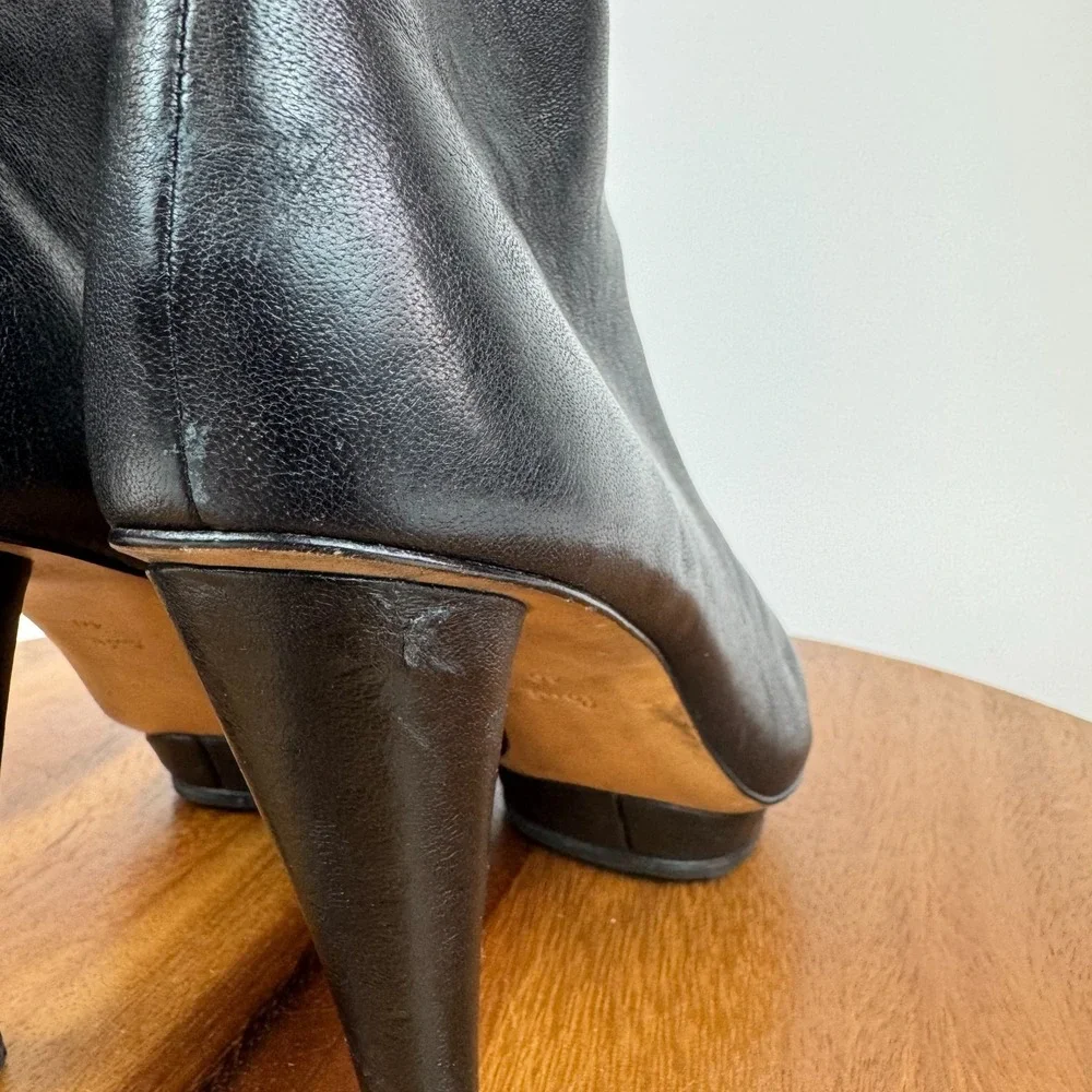 Womens Paul Smith Black Leather Heeled Ankle Booties‎ Boots Size 40 US 10 M GUC