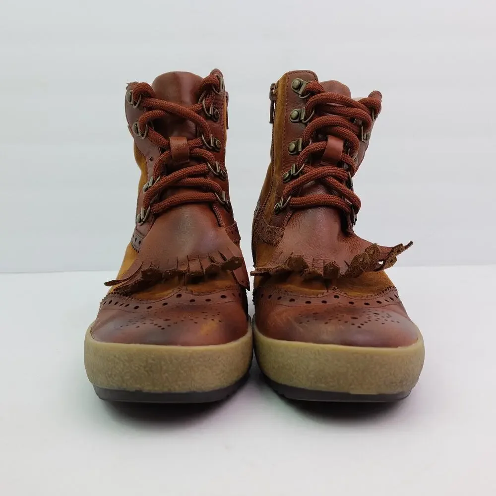 Sundance Mam' Zelle Womens Size EU 38 US 7.5-8 Brown Leather Wedge Western Shoes