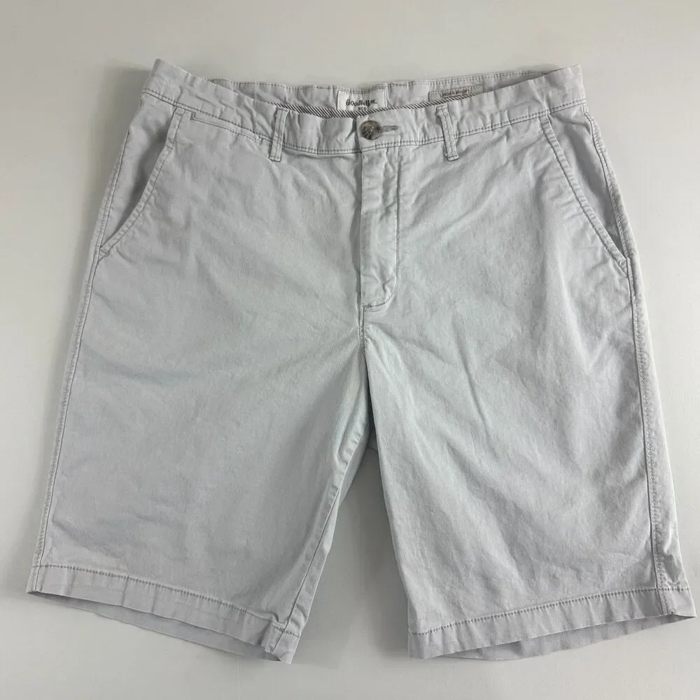 Goodfellow & Co Linden Shorts Men's 32 Gray Chino Stretch Flat Front