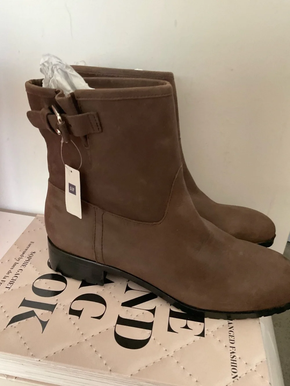 GAP Brown Leather Booties Size 10