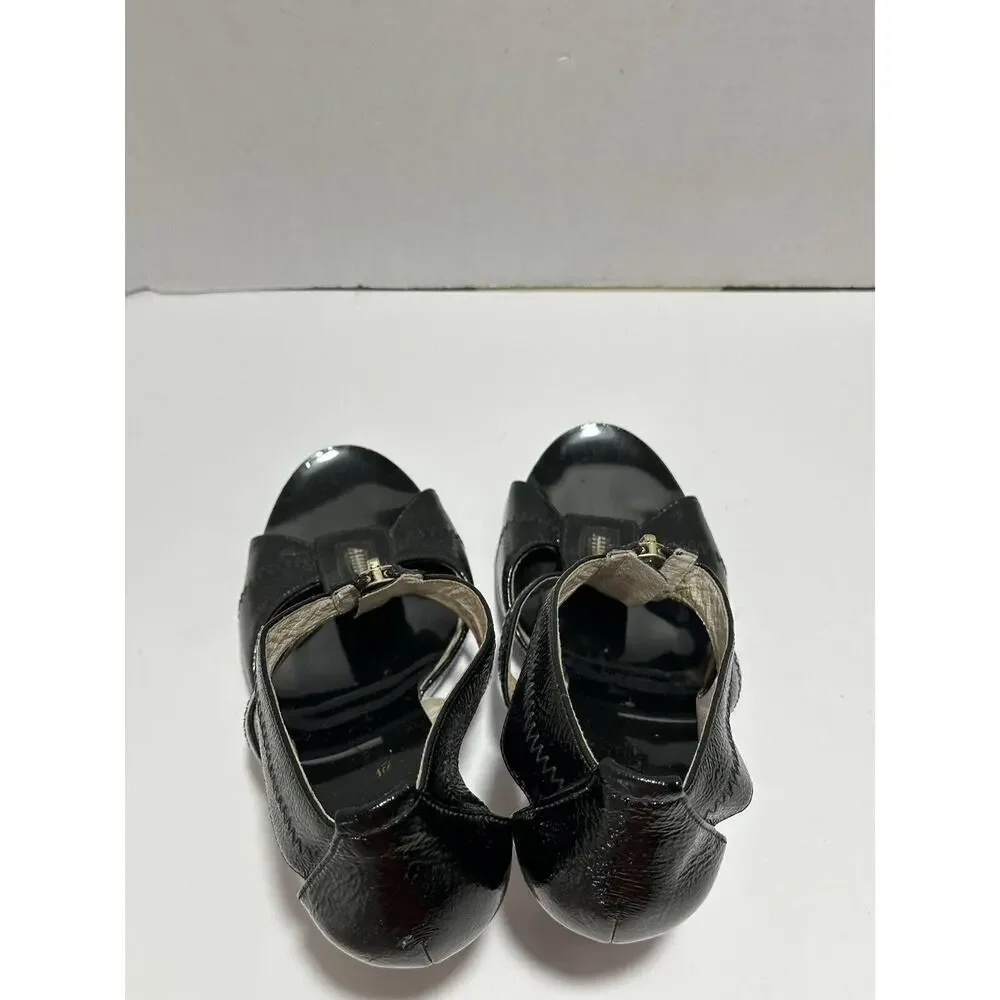 MICHAEL KORS Patent Leather Black Sz 7.5 M Women‎ Gladiator Stiletto Heels