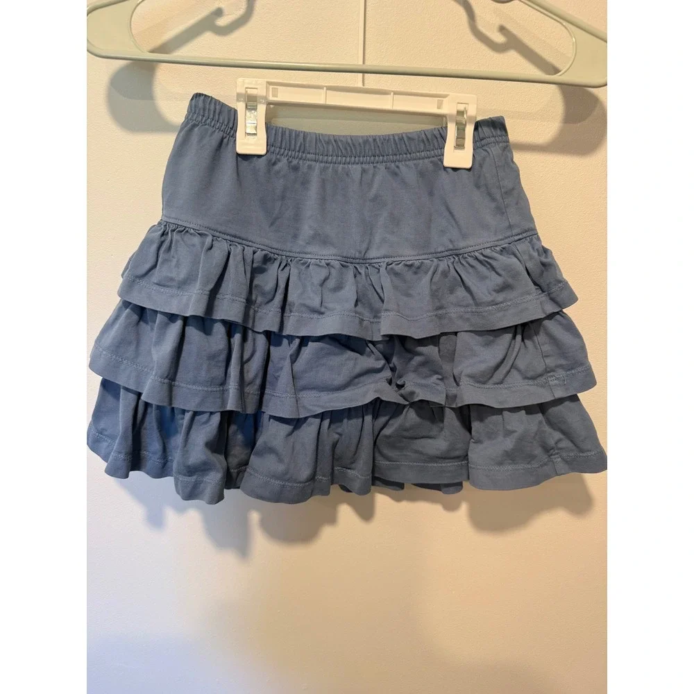 Hanna Andersson Girls Blue Tiered Ruffle Scooter Skirt Skort Size 130 US 8